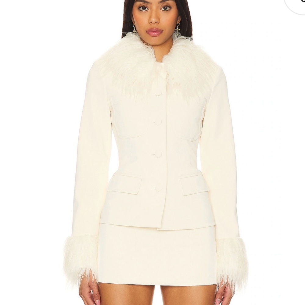 LOBA Anabella Faux Leather Jacket in Off White